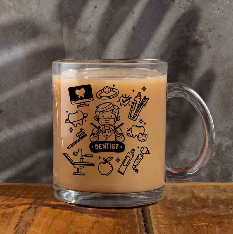 ZORI Dentist Printed Gift for Anyone On Any Occasion Glass Coffee Mug(350 ml)