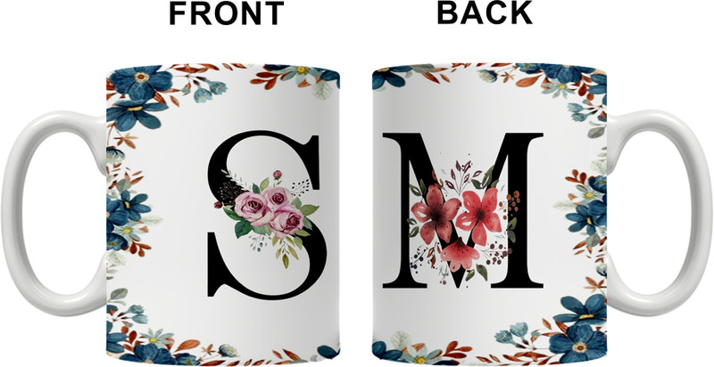 Dezzbee Beautiful Alphabet Letter M Printed Coffee/Tea, 330ML White Ceramic Coffee Mug(330 ml)