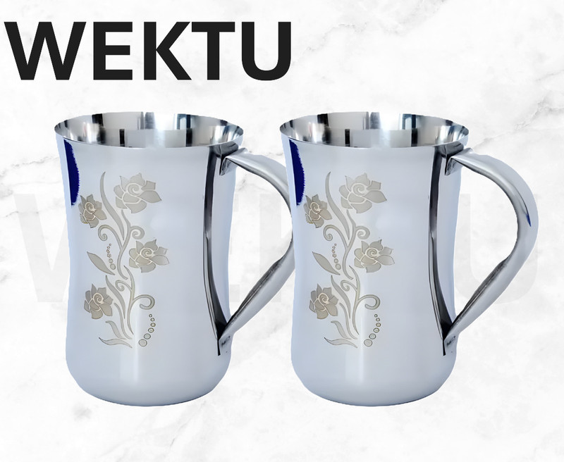SAKHUJA TRADERS 500ml LASSI MUG / 500ml DAMRU CUP /500ml DAMRU GLASS SET OF 2 PCS Stainless Steel Coffee Mug(500 ml, Pack of 2)