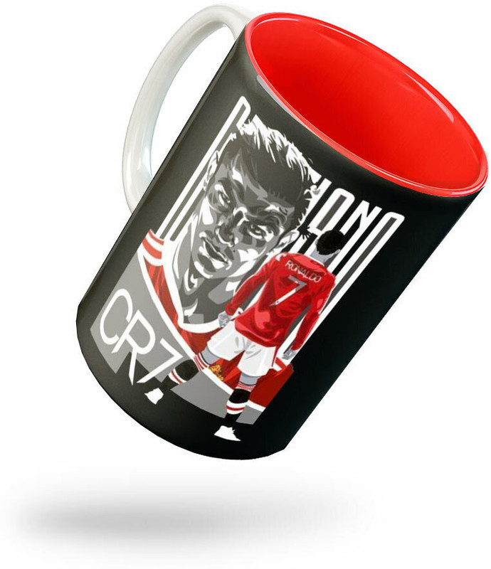 Tee Mafia CR7 Ronaldo with Print|Black|ronaldo Coffee|ronaldo|football Ceramic Coffee Mug(350 ml)