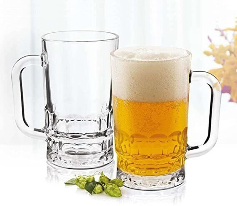JIGSHTIAL (Pack of 2) coffee mug Glass Beer juice, milk ,mocktail, (350 ml,Pack of 2) Glass Coffee Mug Glass Beer Mug(350 ml, Glass, Clear)