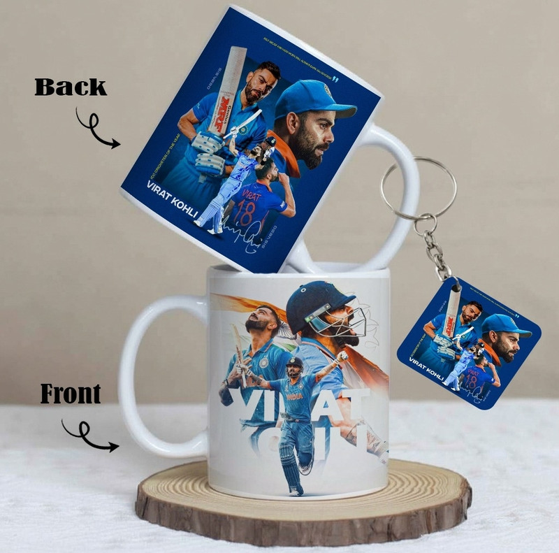 GIVENTA Virat Kohli Fans Special Ceramic Coffee | Glossy Finish Premium Quality Cup Ceramic Coffee Mug(350 ml, Pack of 2)