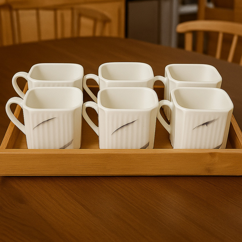 Jinendra Pack of 6 Bone China Tea Cups Set of 6 | Coffee Mugs for Home Office, perfect for gifting(White, Cup Set)