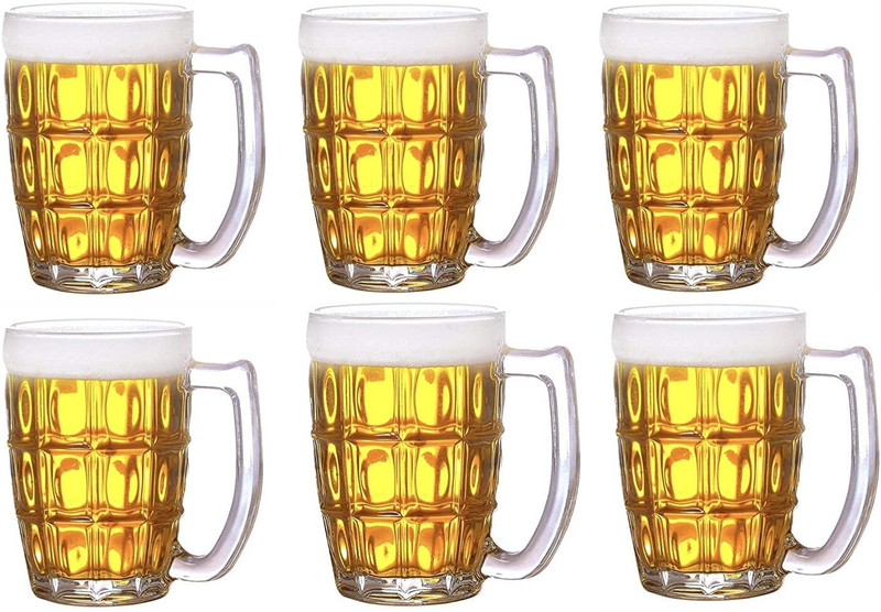 MOOZICO (Pack of 6) glass set glass beer mug HomeDining Tableware Beer/JuiceCold Beverages (6)Glass Glass Set Beer Mug(400 ml, Glass, Clear)