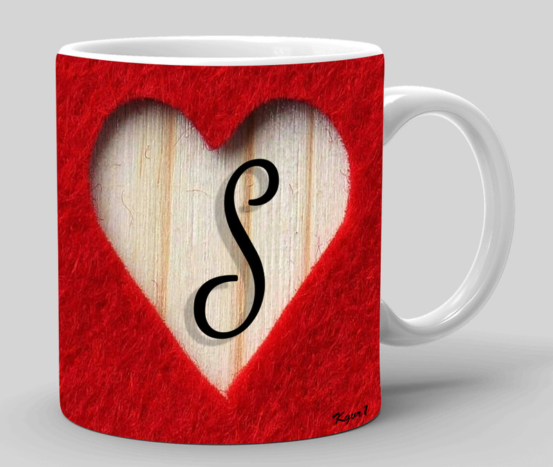 Kgvr1 "Letter A Alphabet with Red Heart"Best Gift for Friends|Brother|Sister|Printed Ceramic Coffee Mug(325 ml)