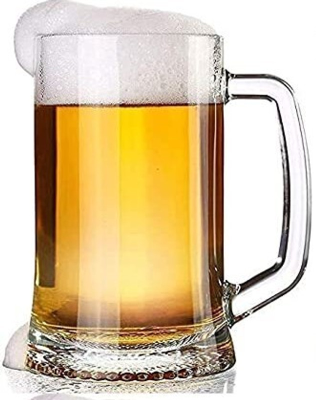 Tap2kaart Glass Beer Mug - 1 Pieces, Transparent, 400 ml Glass Beer Mug(400 ml, Glass, Clear)