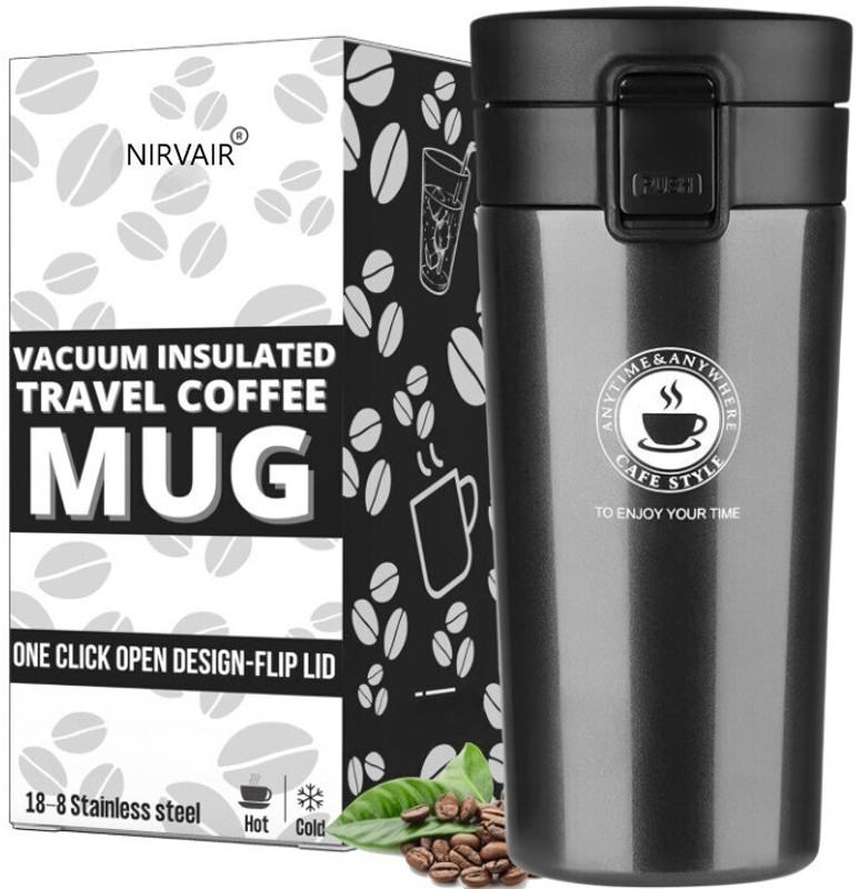 Nirvaana Vacuum Insulation Cup with Lid, Hot & Cold Coffee, Tea for Travelling, Office Stainless Steel Coffee Mug(400 ml)