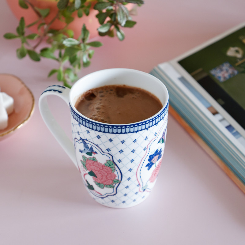 CLAY CRAFT Oxford Jahanara - Milk, 1 Piece Blue Ceramic Coffee Mug(300 ml)
