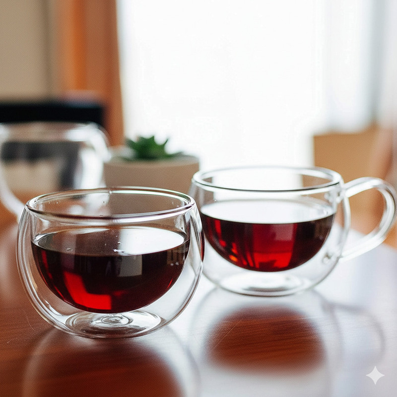 ZROY ENTERPRISE Double Wall Glass Coffee Cup Set of 2 – Heat Resistant Borosilicate Glass Glass Coffee Mug(200 ml, Pack of 2)