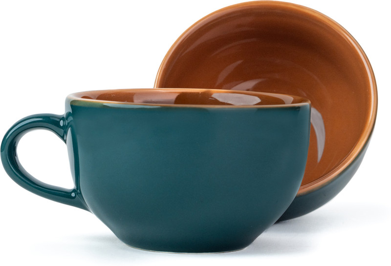 Shay Large Teal XL Cuppa | Glossy Finish Ceramic Coffee Mug(350 ml, Pack of 2)