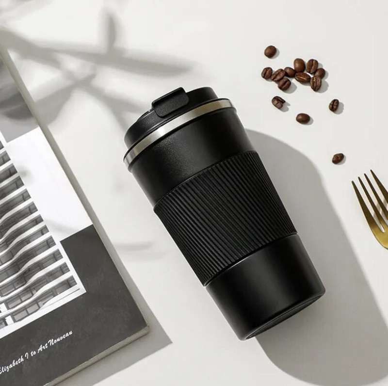 AANZIA Vacuum Insulation Stainless Steel Reusable for Hot Cold Coffee (Black, 510 Ml) 510 ml Steel Sipper(Pack of 1, Black)