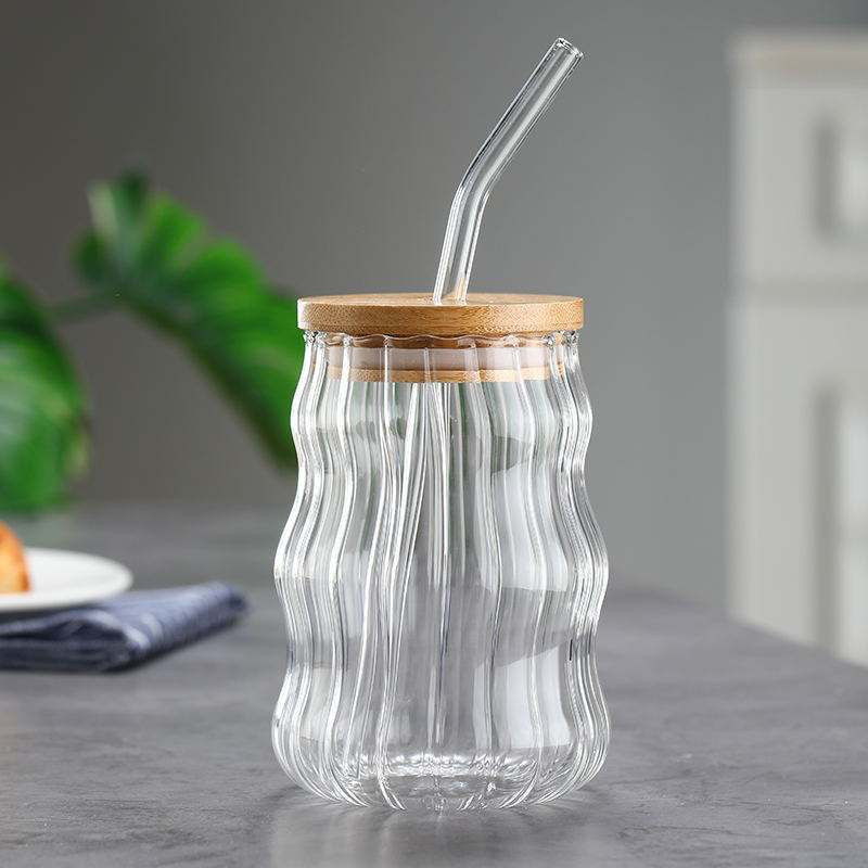 QPBM Green Tea and Coffee Cup Can Sipper with Lid and Straw Glass Coffee Mug(510 ml)