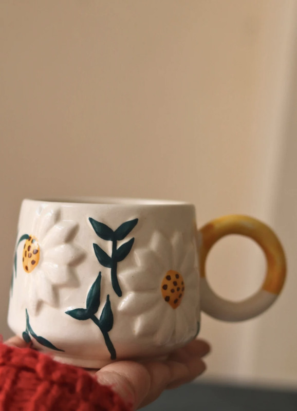 Raishsa The Daisy Cup/Mug | Ceramic | Aesthetic . Ceramic Coffee Mug(240 ml)
