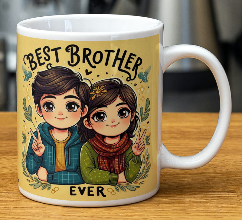 Oducos Perfect gift for Smart Brother, World’s Best Brother Ever Love Bro153 Ceramic Coffee Mug(310 ml)