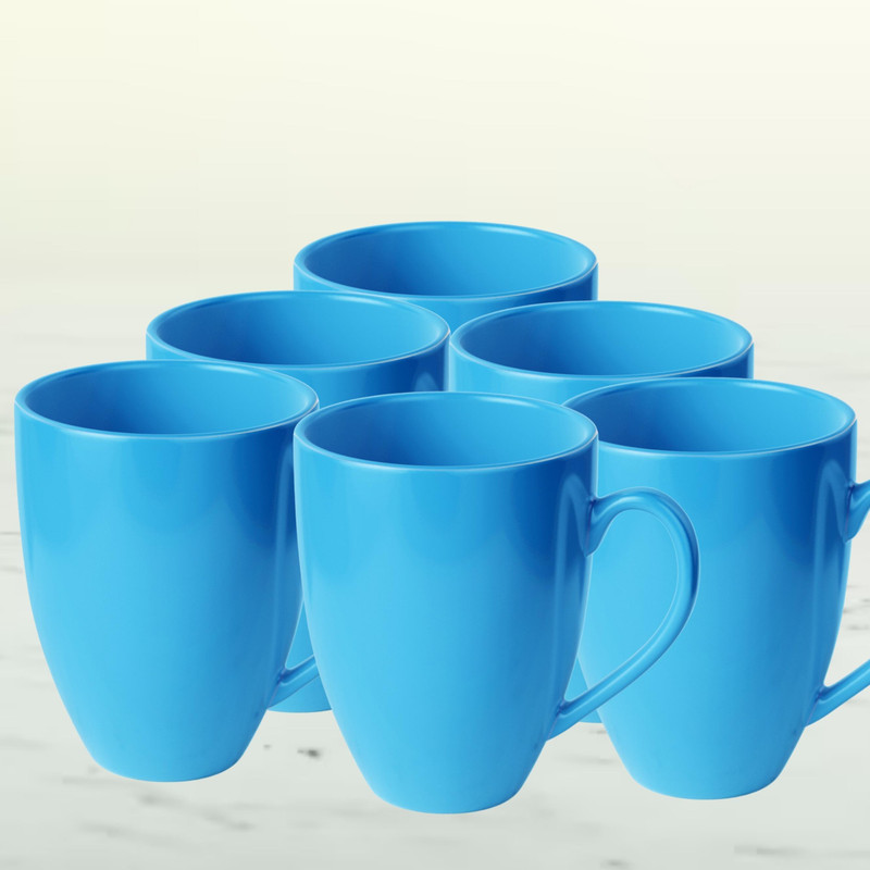 BE UNIQUE Premium Quality Glossy Finish Coral Ceramic Coffee Mug(350 ml, Pack of 6)