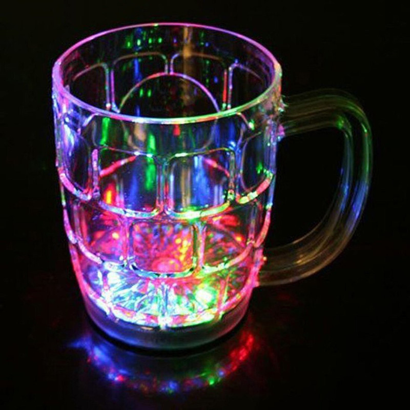 GoodsNet Inductive Rainbow Color Cup LED Flashing 7 Color Changing Light. Pour Water or Tea, Lighting Cup, Easy battery replace Glass (250 ml) Glass Beer Mug(250 ml)