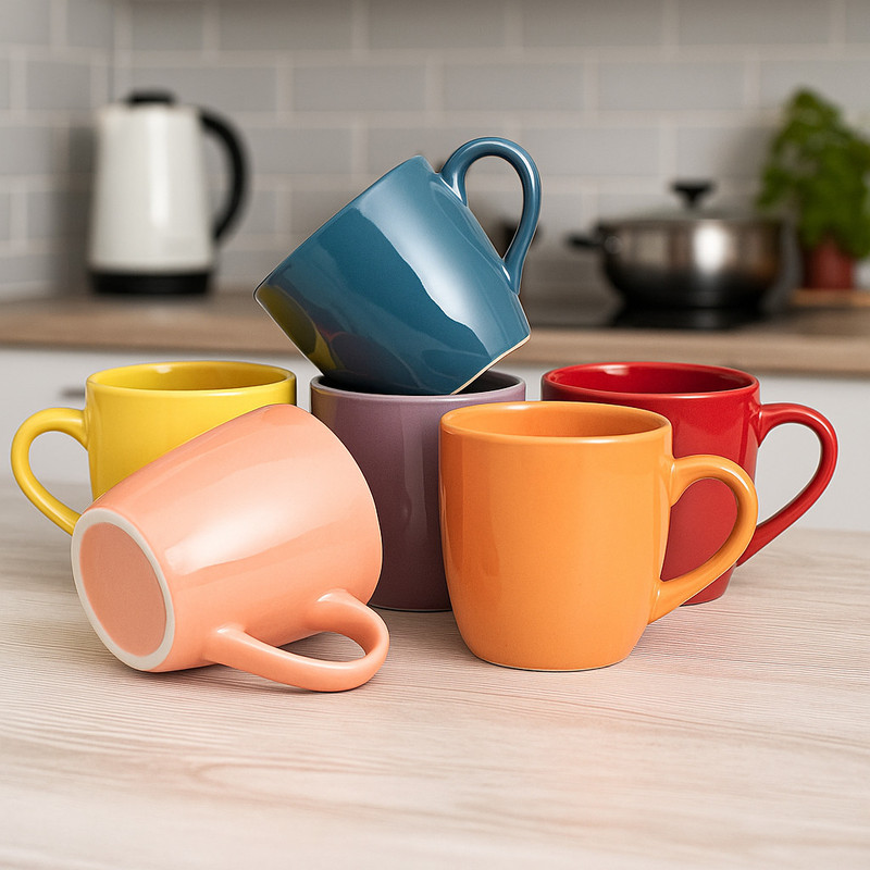 love unlimited multi Bone China Tea Cups Set of 6 | Coffees for Home Office Ceramic Coffee Mug(120 ml, Pack of 6)