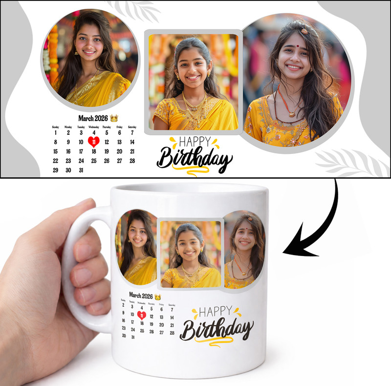 CPH Photo Calendar with Name and Date Personalized Cup For Birthday Gift Ceramic Coffee Mug(350 ml)