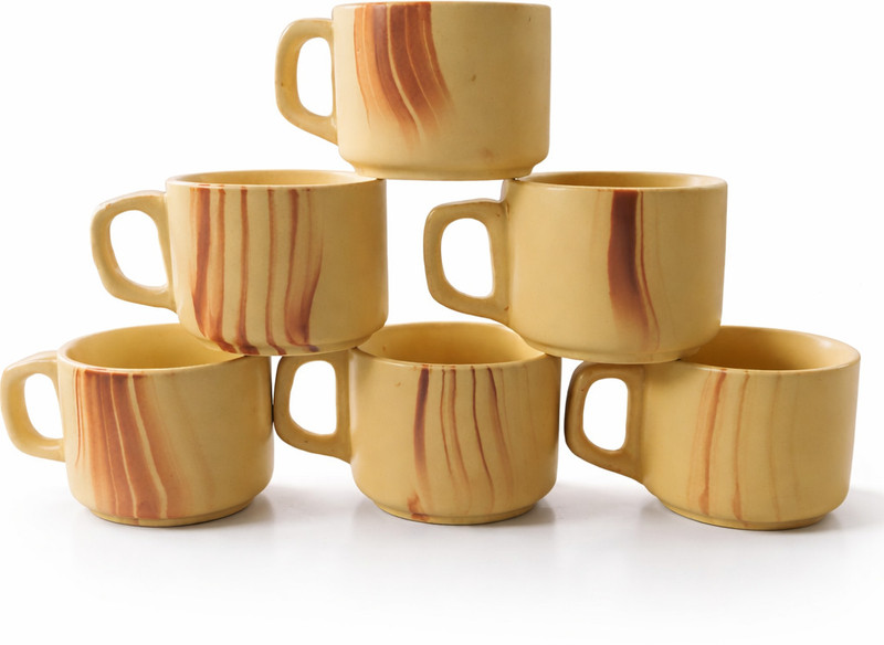 OCEAN FASHION'S AND STYLE Pack of 6 Ceramic Bone China Multi dotted Premium Tableware Tea/Coffee Cup Set of 6(Multicolor, Cup Set)