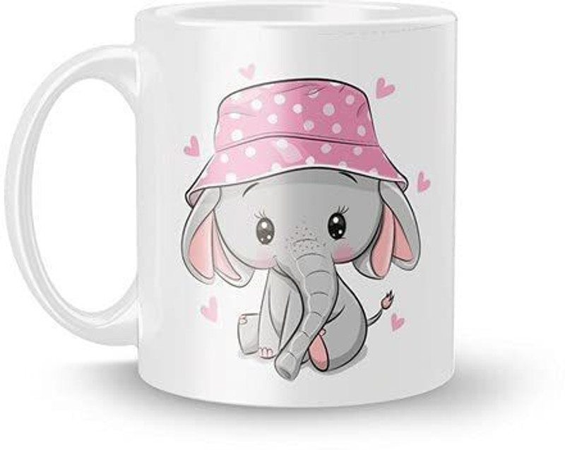 ZORI ™ Premium Quality Cute Elephant - with Glossy Finished Print Ceramic Coffee Mug(350 ml)