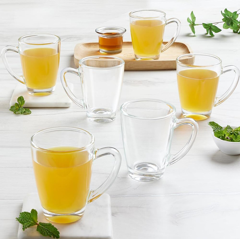 BOROSIL Serene 195 ml Tea/Coffee Set of 6pc, Borosilicate Tuff Glass, Microwave Safe Glass Coffee Mug(195 ml, Pack of 6)