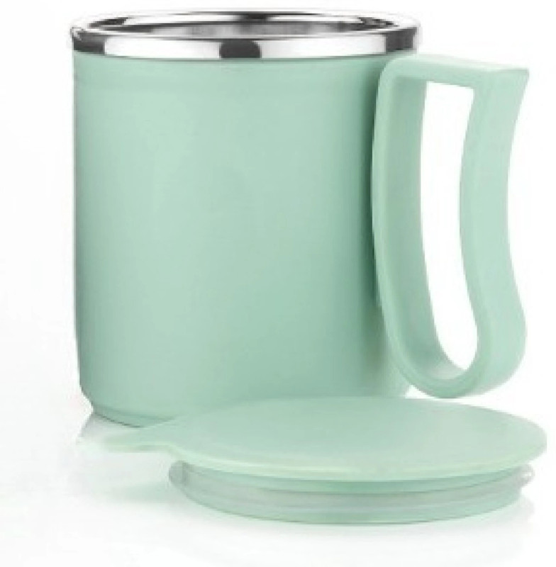 OFFYX Stainless Steel Tea Cup Stainless Steel Coffee with Lid (300 ml)(Grey,Green) Stainless Steel Coffee Mug(300 ml)