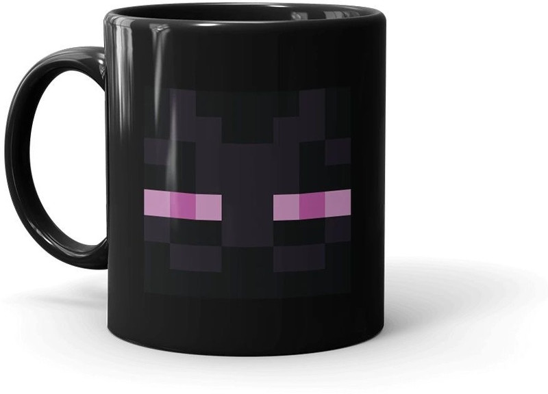 craft maniacs MINECRAFT BLACK CAT PINK EYES PRINTED 330 ML BLK MUG FOR GAMING LOVERS Porcelain Coffee Mug(330 ml)