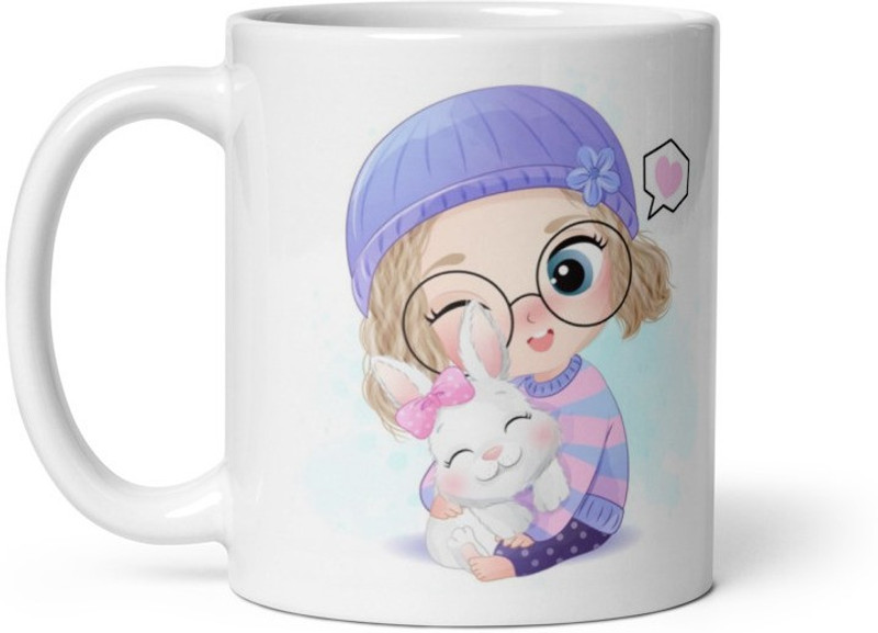 creativemug Cute girl & cat ,ceramic coffee mug 11oz (325ml) Ceramic Coffee Mug(325 ml)