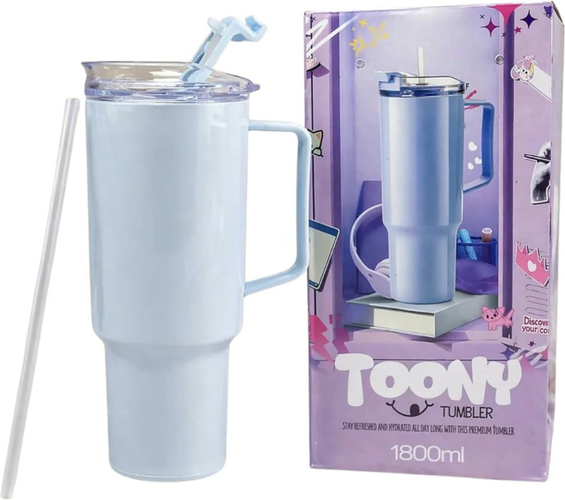 tonny Hydration Tumbler with Straw & Handle Reusable for Juice,Cold Drinks Plastic Tumbler(1800 ml)