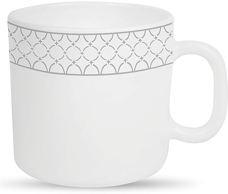 LAOPALA Diva Pearl Grey, Microwave Safe, Opalglass, Tea Cup, Opalware Coffee Mug(200 ml, Pack of 6)