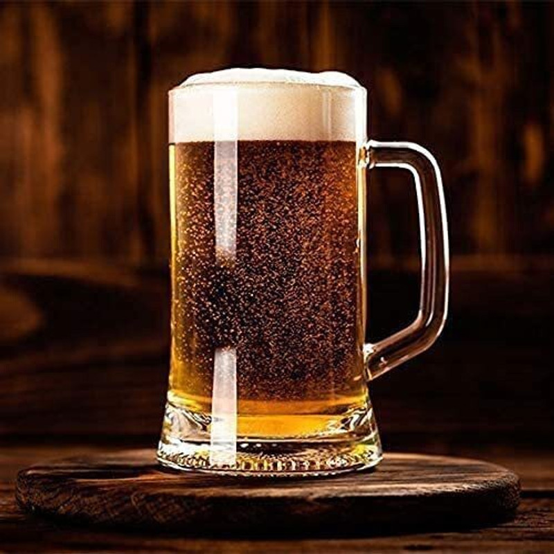 MOOZICO JUICE , BEER MUG MADE IN THAILAND GLASS BEER MUG Glass Beer Mug(600 ml, Glass, Clear)