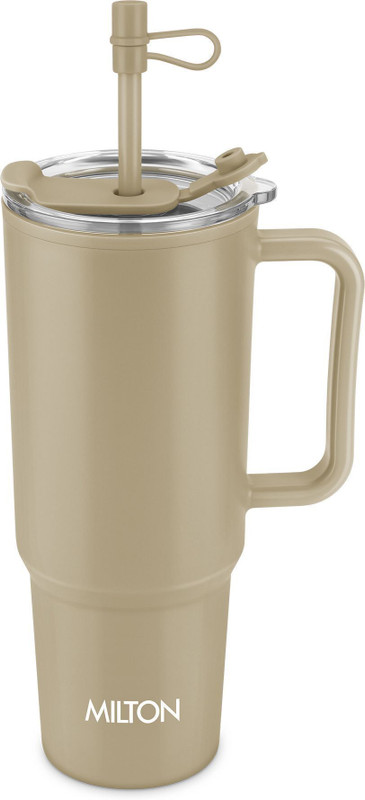 MILTON Maven 1000 Water Tumbler | 2-in1 Lid Sip or Gulp Sturdy Handle, Military Green Plastic Tumbler(1000 ml)