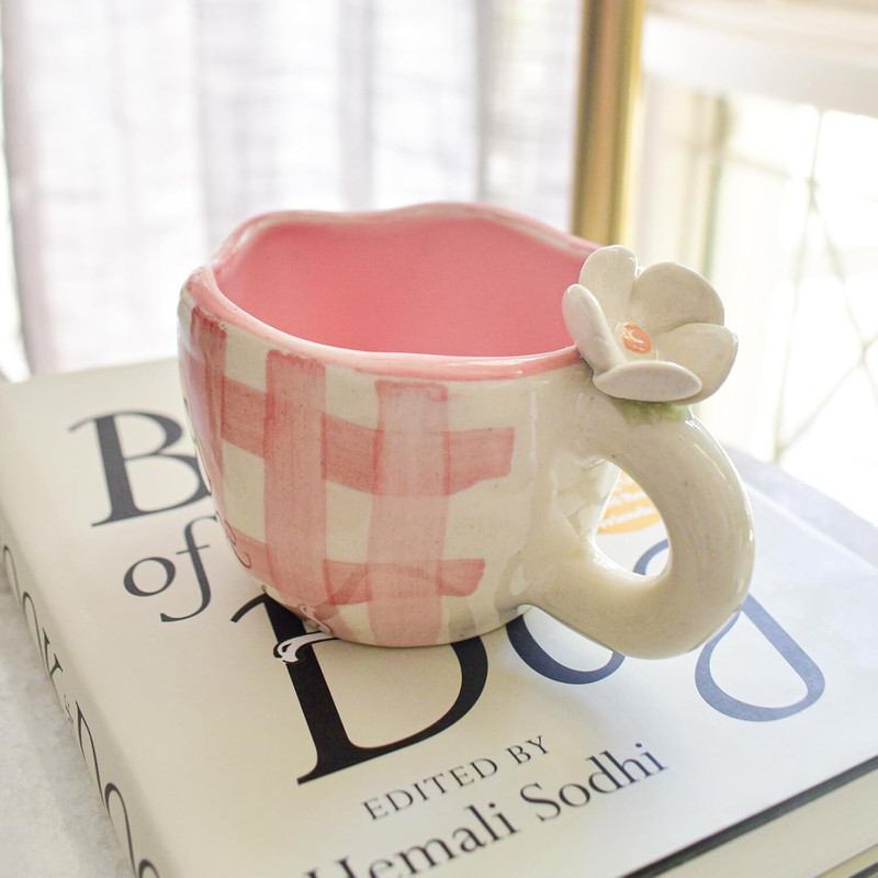 CLAYSHALA Pack of 1 Ceramic PINK Daisy MUG Ceramic Coffee Mug (250 ml)(Pink, Cup)