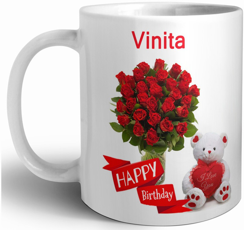 P89M Happy Birthday Vinita Name Printed Ceramic Coffee Ceramic Coffee Mug(330 ml)
