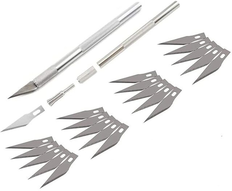 KRYTONE 1 Detail Pen Knife With 5 Interchangeable Blades For Carving Knife(Silver)