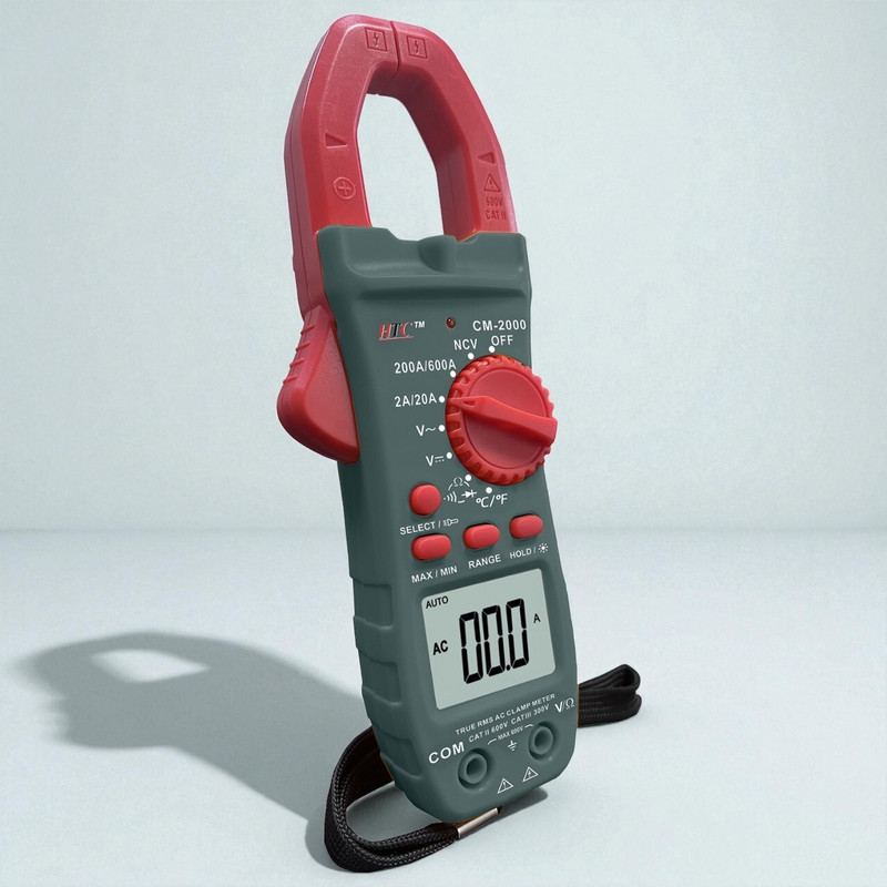 HTY HTC-CM 2000 3½ Digit Non Contact Voltage (NCV) Clamp Torch 600A AC Clamp Meter Digital Multimeter(Multicolor 2000 Counts)