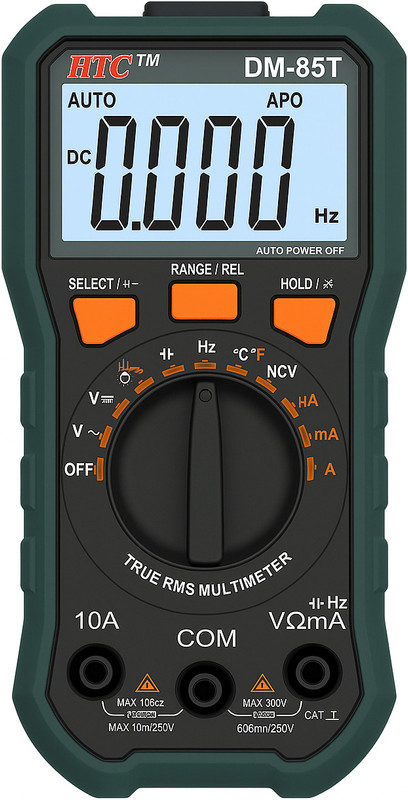 HTY HTC DM-85T Digital TRMS Multimeter with Frequency and Temperature Digital Multimeter(Green 6000 Counts)
