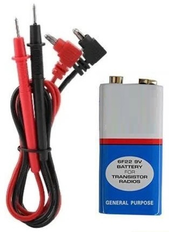 Etake Multimeter Lead Probe & 9 Volt Battery Cell Test Cable Lead Probe Cord Wire Digital Multimeter(2000 Counts)