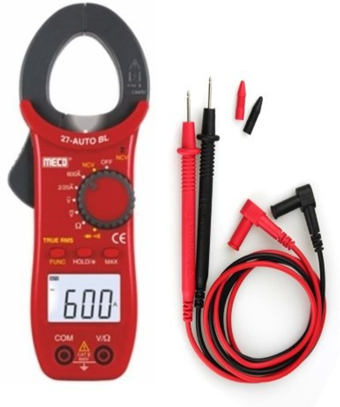 MECO Instrument 27 Auto BL 400A AC Auto Ranging 3½ Digit 2000 Counts Temp Digital Clamp meter Digital Multimeter(Red 2000 Counts)