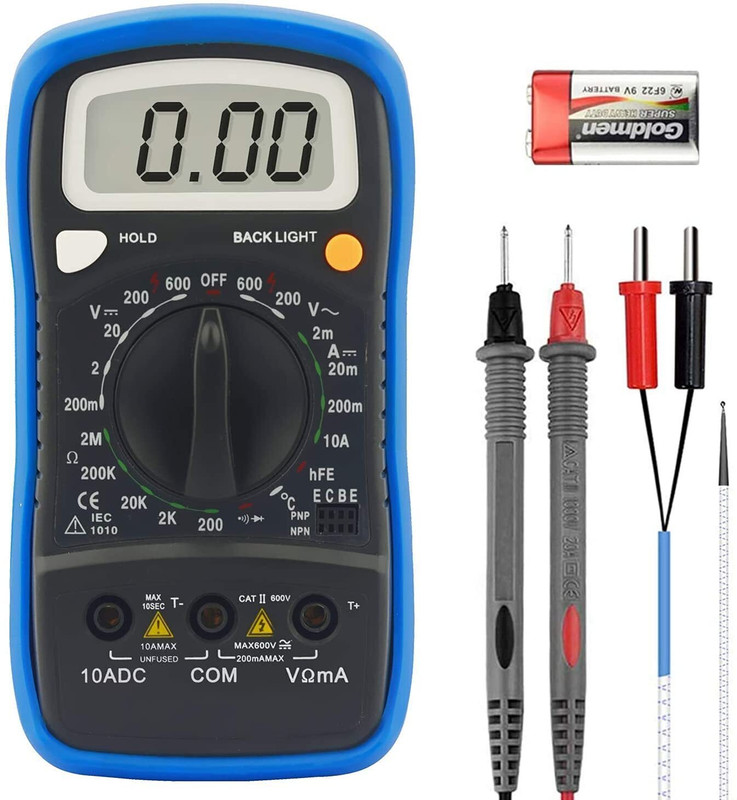 XBEY Digital Multimeter TRMS 2000 Counts Manual Range Measures AC/DC Voltage Test Digital Multimeter(Multicolor 2000 Counts)