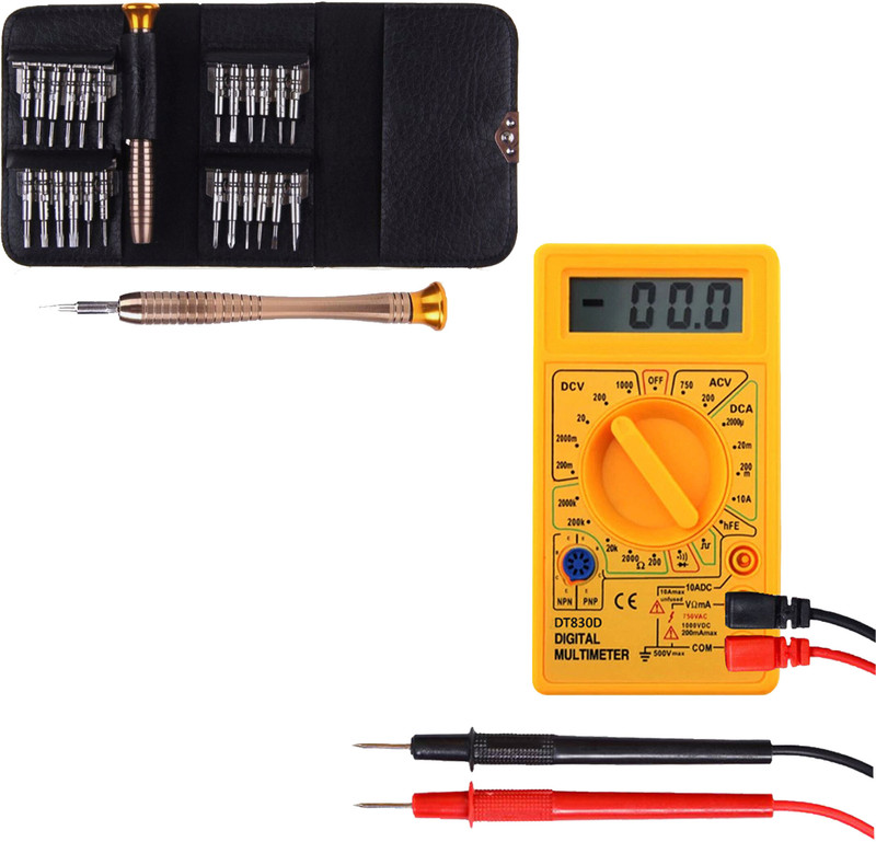 Hillgrove HM1329M3 LCD AC DC Voltage Current Digital Multimeter with 25in1 Screwdriver Set Digital Multimeter(Multicolor 2000 Counts)