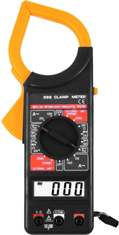 Gilhot DT-266 Clamp Meter | AC/DC Voltage, AC Current & Continuity Testing Tool Digital Multimeter(Black 2000 Counts)