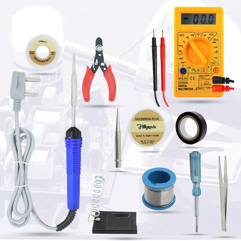 Hillgrove HGCM101M4 11in1 Soldering Iron Machine Combo Kit Set with Digital Multimeter Digital Multimeter(Multicolor 2000 Counts)