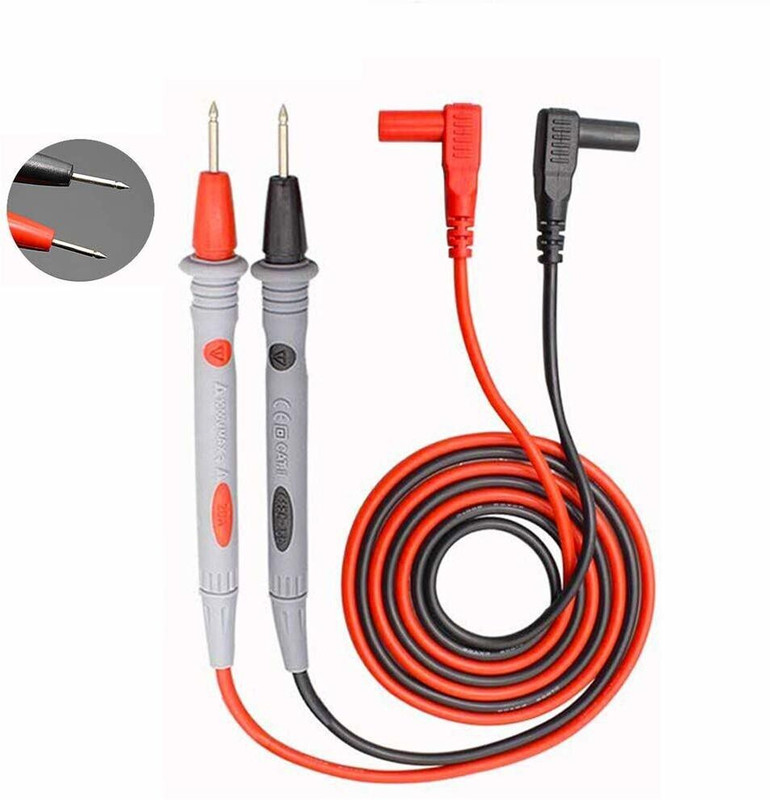 SYMFONIA 1000 Volt 20 Amp Universal Multimeter Lead Probes Plug Test Cable Wire Pen Thin Tip Needle for Multi Meter, Clamp Meter, Volt Meter, Electronic Work with Ultra Fine Imported High Quality Super Softer Anti freezing Silicon Probe for Digital Multimeter Digital Multimeter(Red, Black, Grey 2000