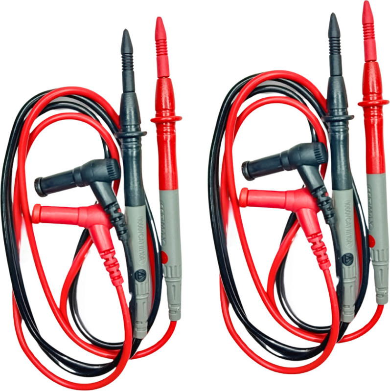 Syntex High Quality Multimeter Test Lead Probe Set – 2 Silicone Wire Measuring Cable Analog Multimeter(Red, Grey 2000 Counts)