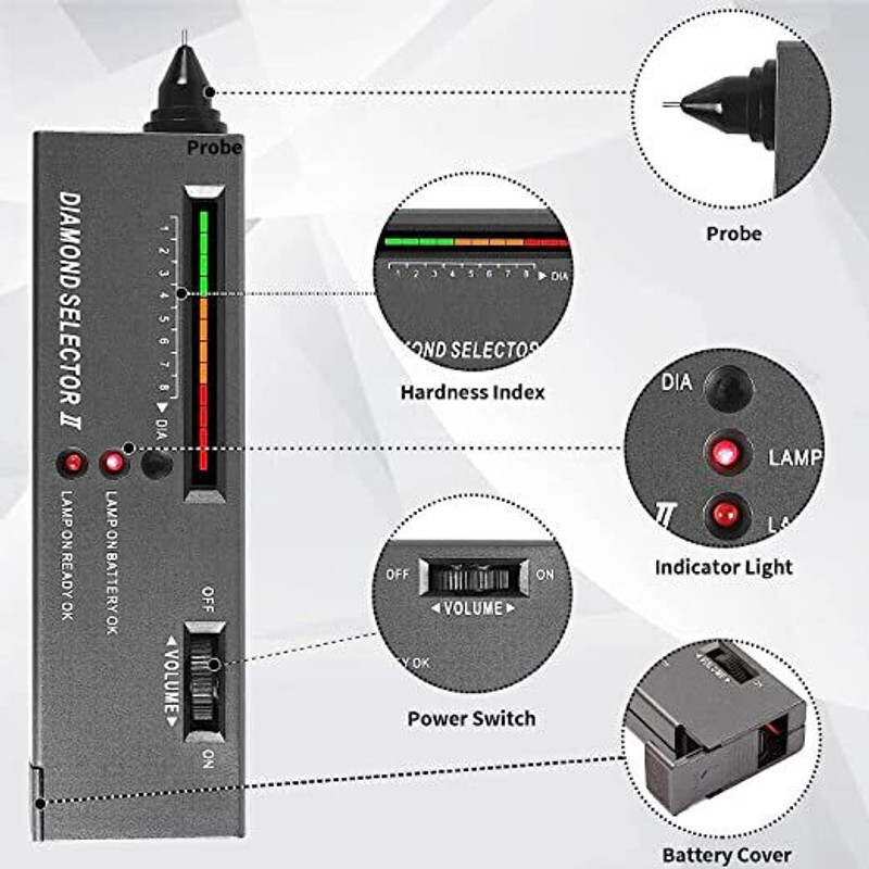 BALRAMA Diamond Tester And Moissan Tester Machine Pen Jewelry Diamond Tester Digital Multimeter(Black 2000 Counts)