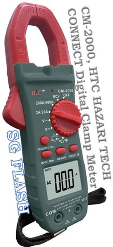 SG Flash SG HTC HAZARI TECH CONNECT Digital Clamp Meter AC/DC 600V Voltage Digital Multimeter(Black 2000 Counts)