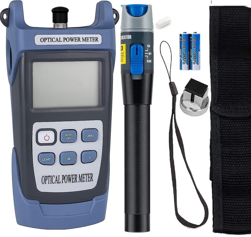 Testudo Optical Power Meter -50 to +20 Optic Cable Tester With 10mw Visual Fault Locator Digital Multimeter(Blue 2000 Counts)