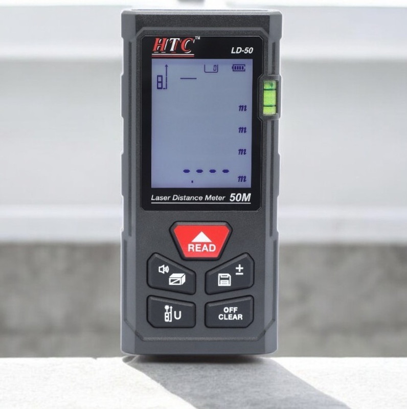 HTY HTC LD-50 Single/Continuous/Area/Volume Measurement Laser Distance Meter Digital Multimeter(Black 4000 Counts)