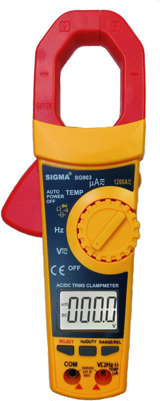 SIGMA AC DC Clamp Meter SG 903 TRMS, Current upto 1200A AC DC Digital Multimeter(Multicolor 6000 Counts)